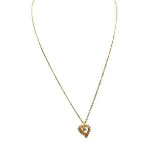 CZ Heart Pendant Necklace, Gold Tone Chain